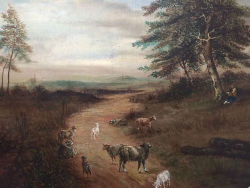 Large Scene Pastoral - Antique Oil Painting