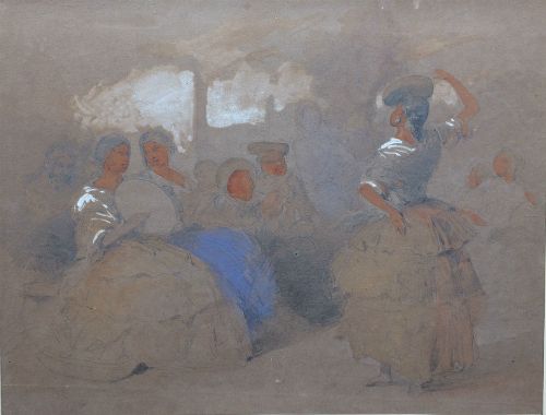The Dance - 19th Century Watercolour Sketch