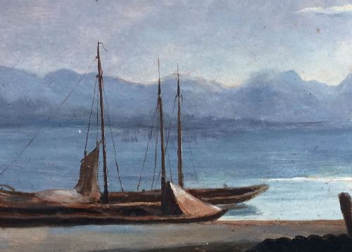 Mediterranean Port - 19th Century Oil Painting