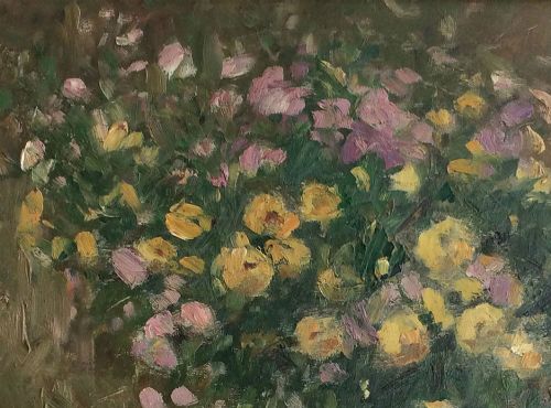 fig 1. Still Life with Jug of Flowers - Antque Oil Painting