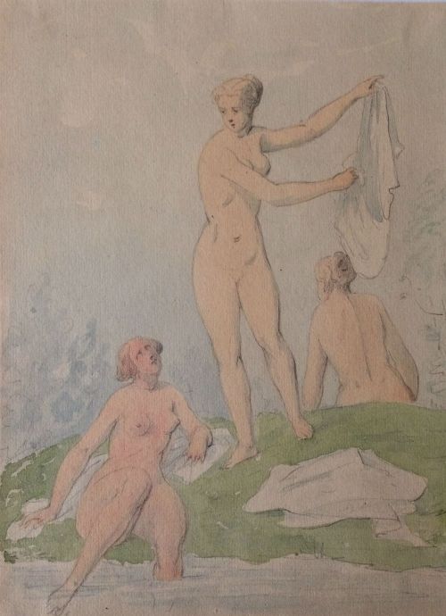 !9th Century Watercolour - Three Graces