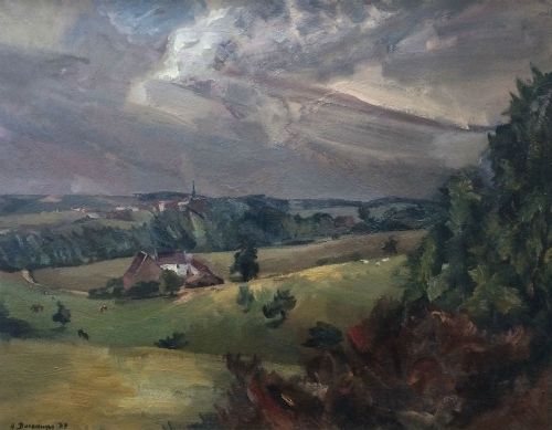 French Landscape - Antique Oil Painting