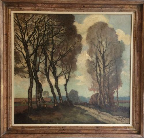 fig 1. Autumn Landscape - Antique Oil Painting