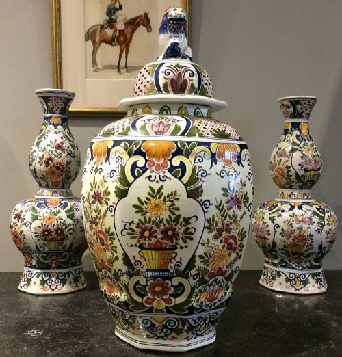 Set of Three Antique Ceramic Vases