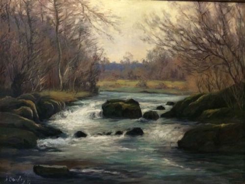 River Rapids - Antique Oil Painting