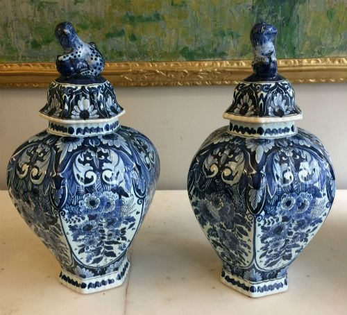 Pair of Blue and White Vases - Faience Delft