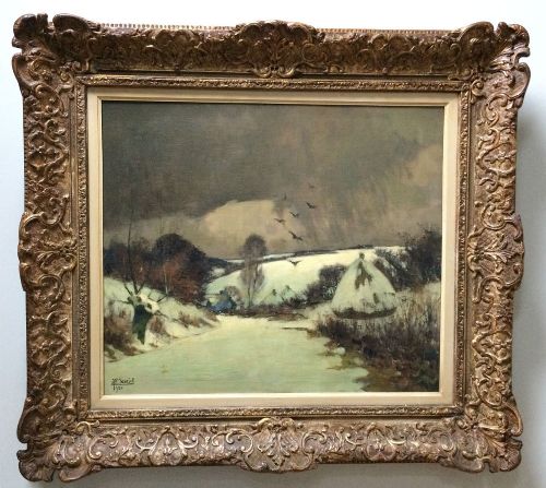 fig 1. Winter Landscape - Antique Oil Painting