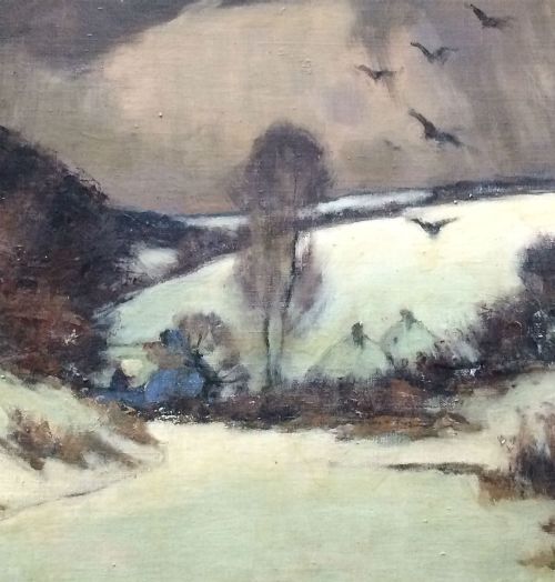 fig 4. Winter Landscape - Antique Oil Painting