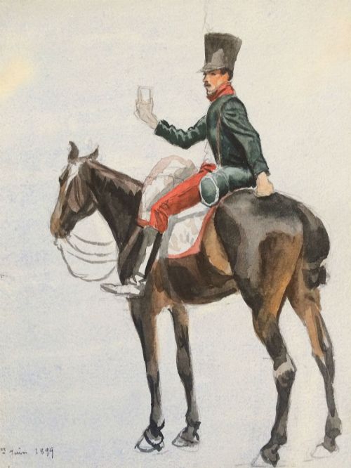 Pair of Military Watercolours - Antique Watercolours