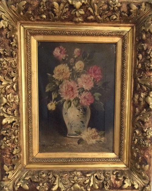 fig 1. Flowers in a Vase - 19th Century Oil Painting