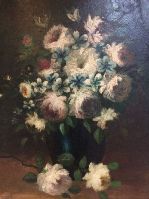 Vase of Flowers - 19th Century Oil Painting