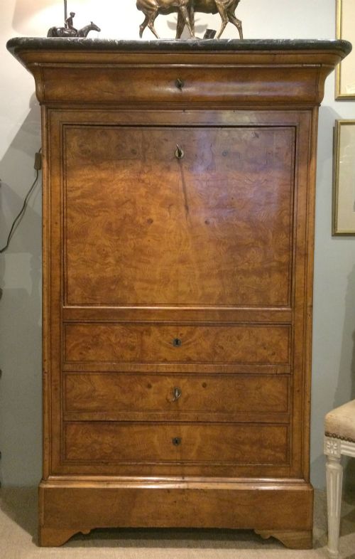 French Burr Walnut Secretaire