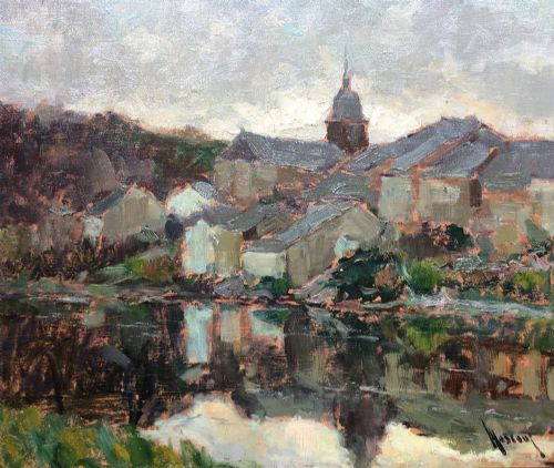 View of Chassepierre - Antique Oil Painting