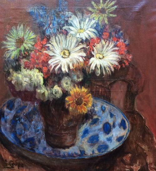 Vase of  Flowers - Antique Oil Painting