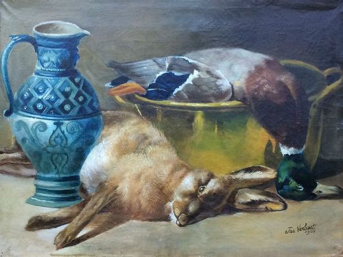 Still Life with Game - Antique Oil Painting