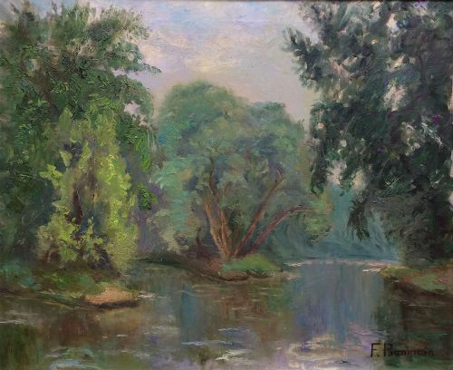 Lake in Summer - Antique Oil Painting