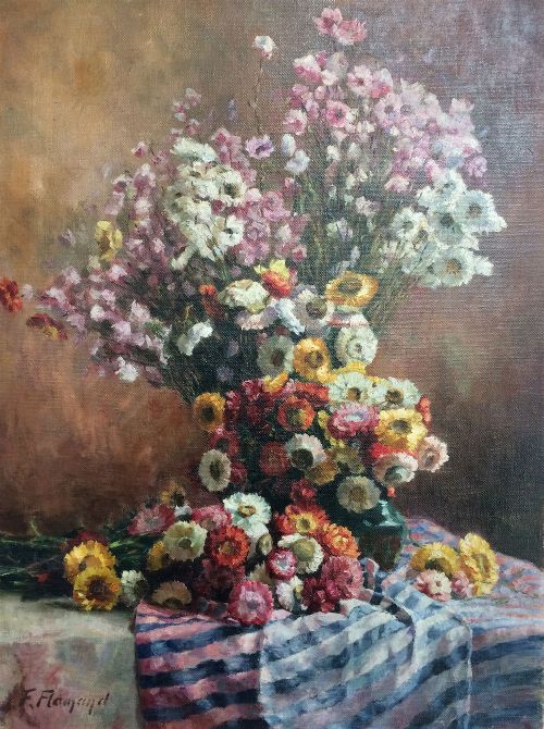 Chrysanthemums - Antique Oil Painting