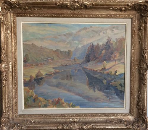 fig 1. River Landscape - Antique Oil Painting