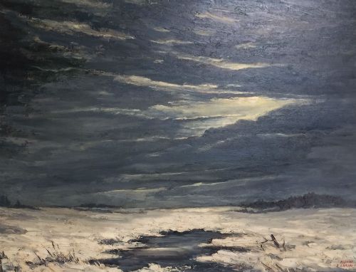 Winter Landscape - Antique Oil Painting