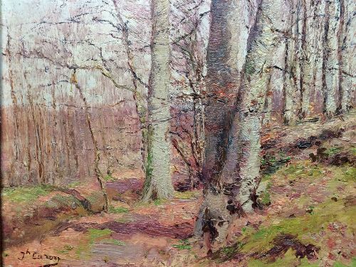 Woodland  in Autumn - Antique Oil Painting
