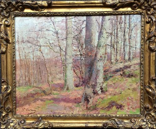 fig 1. Woodland in Autumn - Antique Oil Painting