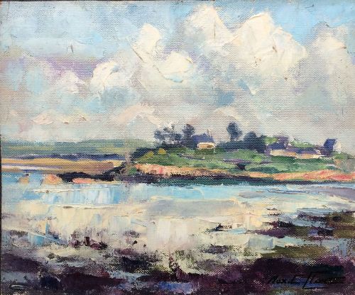 French Seascape - Antique Oil Painting