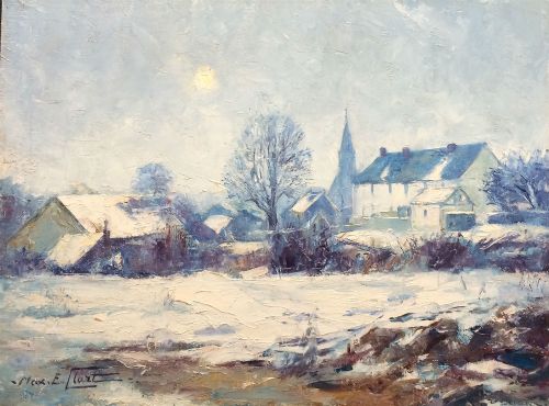 Village in Winter - Oil Painting
