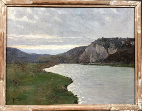 fig 1. View of a Lake - Antique Oil Painting