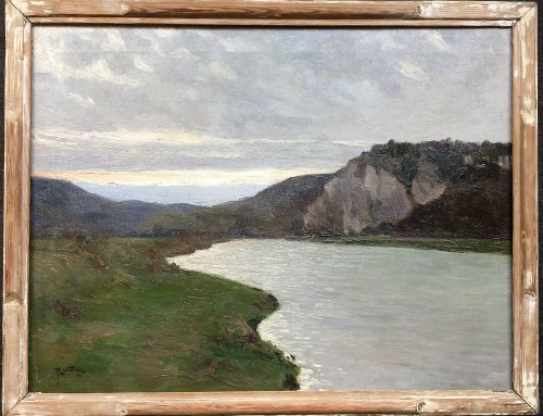 fig 2. View of a Lake - Antique Oil Painting
