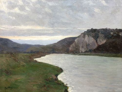 fig 3. View of a Lake - Antique Oil Painting
