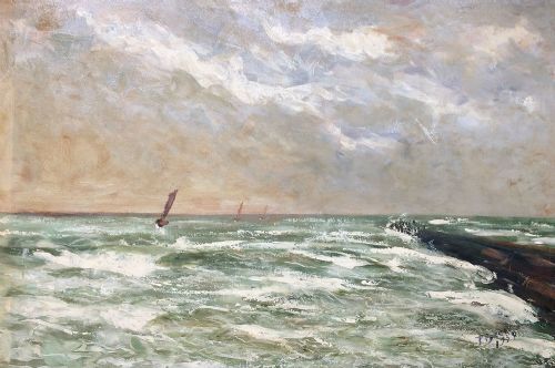 Rough Sea - Antique Oil Painting