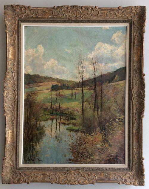 fig 2. View of a Lake - Antique Oil Painting
