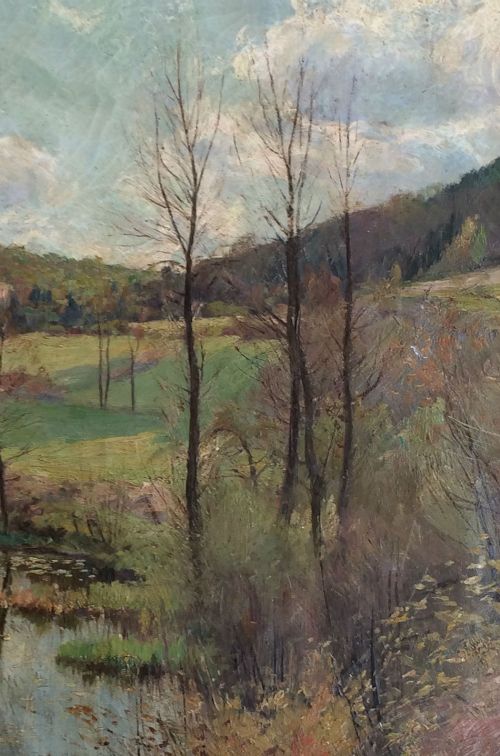 fig 3. View of a Lake - Antique Oil Painting