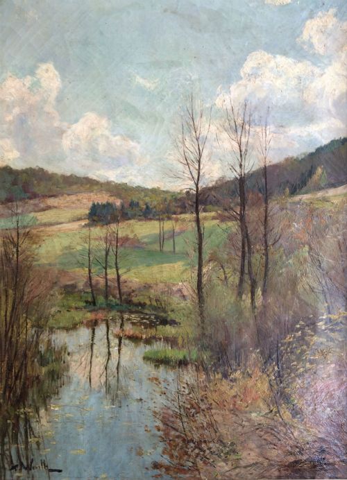 fig 4. View of a Lake - Antique Oil Painting