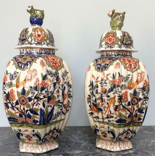 Pair of Delft Vases - 19th Century