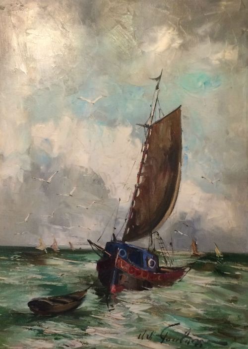 Fishing Boat -  Antique Oil Painting
