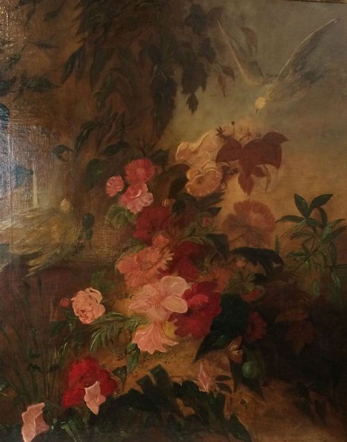 Flowers and Birds - Decorative Antique Oil Painting