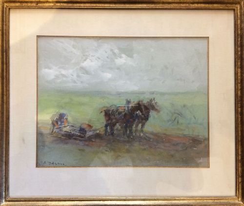 fig 1. Working Horses - Antique Watercolour