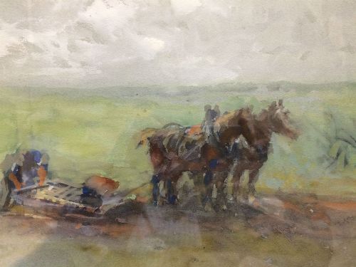 fig 2. Working Horses - Antique Watercolour