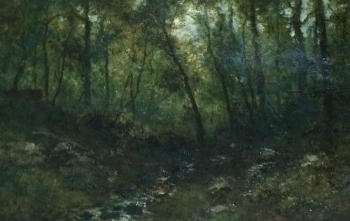 Woodland Stream - Antique Oil Painting
