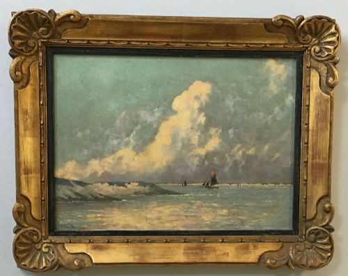 fig 1. Impressionist Seascape - Antique Oil Painting