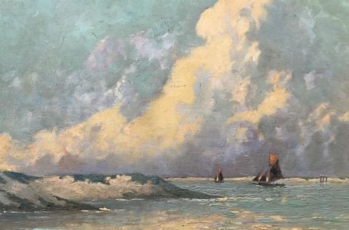 fig 2. Impressionist Seascape - Antique Oil Painting