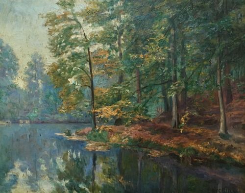 Woodland in Autumn - Antique Oil Painting