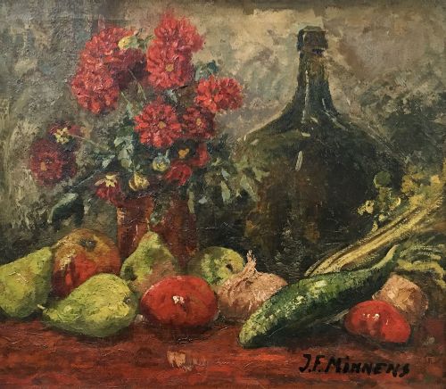 Fruit and Flowers - Antique Oil Painting