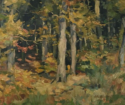 Woodland in Autumn - Antique Oil Painting