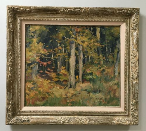 fig 1. Woodland in Autumn - Antique Oil Painting