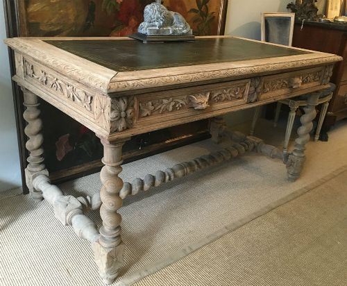 Carved Oak French Writing Table