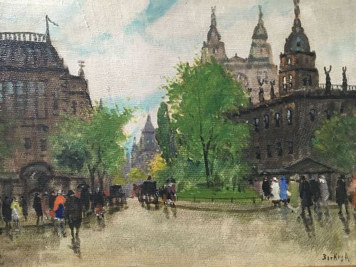 'Grand Place' of Budapest - Antique Oil Painting