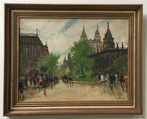 fig 1. 'Grand Place' of Budapest - Antique Oil Painting