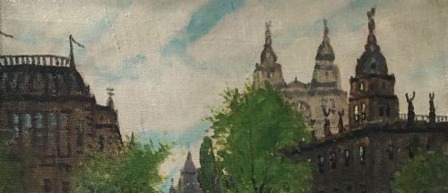 fig 2. 'Grand Place' of Budapest - Antique Oil Painting